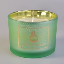 China green frosted glass candle holder, decorative glass candle vessel manufacturer