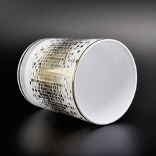 China unique glass candle  container,  gold printed glass candle jar for home decor manufacturer