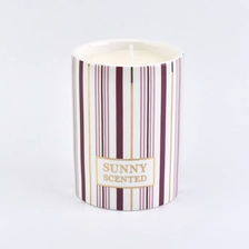 China cylinder ceramic candle jar with stripes, decorative ceramic candle holder manufacturer