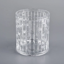 China Clear glass candle holder, textured glass candle vessels manufacturer