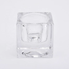 China Wholesales Square Glass Candle Holders Thick Glass Votive Candle Jars Home Decor manufacturer