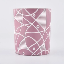 China cylinder cement candle jar with patterns, 8 oz candle vessels for home decor manufacturer