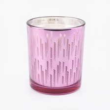 China custom empty candle container, pink 12 oz glass candle jar with patterns manufacturer