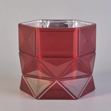 China red luxury glass candle jar, electroplating glass candle holder home decoration manufacturer