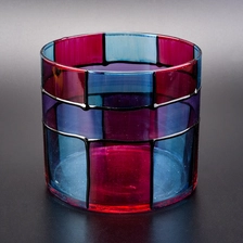 China Cylinder glass vessel with hand painting, colorful glass candle jars manufacturer