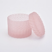 China 8oz Matte Pink Glass Candle Jars with Glass Lids Home Decor Pieces manufacturer