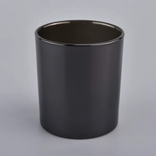 China shiny black glass candle holder for home decor, empty candle jars for candle making manufacturer