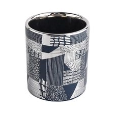 China silver unique ceramic candle jars with full patterns manufacturer