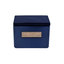 China 10oz 20oz Sunny luxury empty dark blue scented square glass candle vessels with lids manufacturer