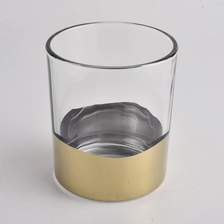 China clear glass vessel with yellow bottom, popular cylinder shape glass candle vessels 12 oz manufacturer