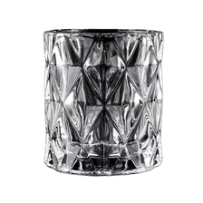 China high white glass candle jars with cut geo designs manufacturer