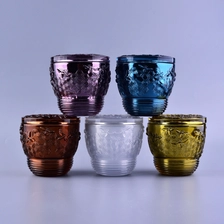 China Bee design luxury color custom empty Glass candle containers with lid manufacturer