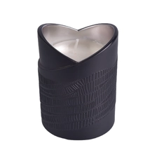 China heart shape glass candle holder, electroplated black candle jar new design manufacturer