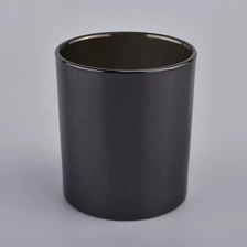 China glossy black electroplated glass candle jars manufacturer