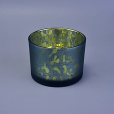 China laser printed glass candle holders, decorative glass candle vessel for holidays manufacturer