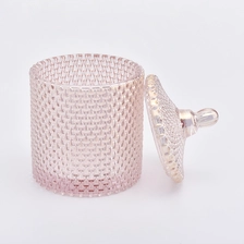 China Raindrop shape glass candle container with lid, luxury candle holder for home decor manufacturer
