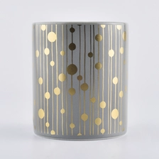 China 12 oz ceramic candle vessels with gold pattern, unique ceramic candle vessel for candle making manufacturer