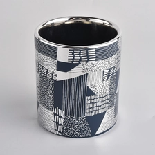 China unique ceramic candle vessels with prints, ceramic jars for candle making manufacturer