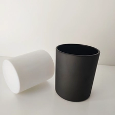China white and black 12 oz glass candle jars, cylinder glass vessels in bulk manufacturer