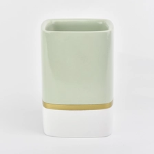 China green and white concrete candle vessel, square concrete candle holder manufacturer