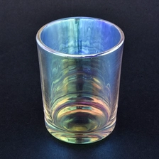 China Hot sales iridescent custom finish glass candle jar for candle making manufacturer