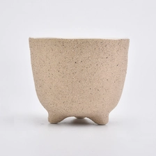 China ceramic candle holders wholesale, matte ceramic container with feet manufacturer