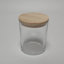 China China Suppliers custom glass container jar for candle with wood lid 12 oz 8 oz manufacturer