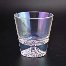 China colorful irridescent glass candle jars with mountain design manufacturer