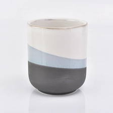 China multi color glazed ceramic candle vessel,  curved bottom ceramic jar 12oz manufacturer