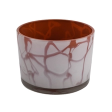 China red glass candle vessel with white layer, wide mouth glass candle jar wholesale manufacturer