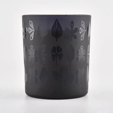 China black  glass candle holders, black glass jars with custom patterns manufacturer