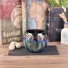 China Antique Lotus leaf pattern tea light candle container votive glass candle vessel home decor wholesales manufacturer