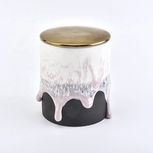 China Wholesale Ceramic Candle Holder with Copper Metal Lid Overflowed Milk Home Decoration manufacturer