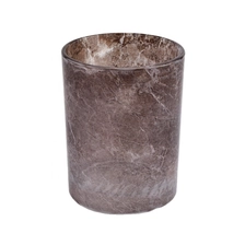 China amber color marble finished glass candle jars wholesale manufacturer