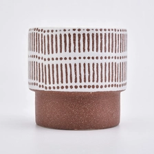 China 620ml Red Stripes Ceramic Candle Holder for Home Decoration manufacturer