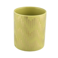China 8 oz 12 oz Personalized empty golden ceramic candle holder with printing manufacturer