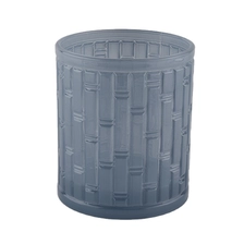 China Tansparent blue glass candle holder for home decor,  glass candle vessel for candle making manufacturer