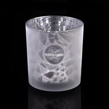 China frosted glass candle holders,  unique glass candle jar with laser prints manufacturer