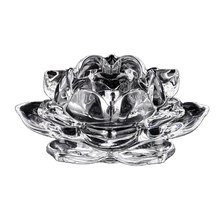 China lotus design high white glass tealight candle holder manufacturer