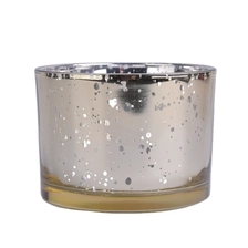 China Mercury glass candle container with wooden lid, 15 OZ glass candle holder manufacturer
