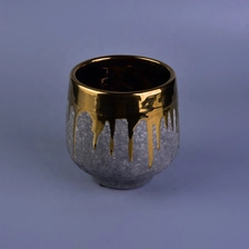 China 900ml Gold and Grey Stoneware Utensil Ceramic Candle Holders for Home Decoration manufacturer