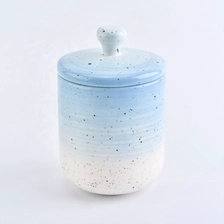 China Sunny new design Luxury blue ceramic candle making jar with lid manufacturer
