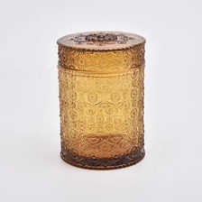 China Clear amber candle bottle votive candle jars glass with lids home decoration manufacturer