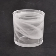 China hand made glass candle jars with white cloudy finish manufacturer