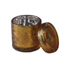 China Sunny glassware luxury engraving custom Glass candle vessel with glass lids manufacturer