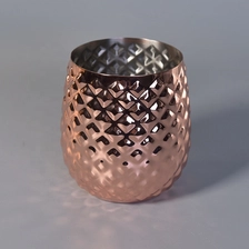 China Diamond Pattern Metal Candle Jars Stainless Steel Gold Candle Holders Soy Wax Home Decor manufacturer