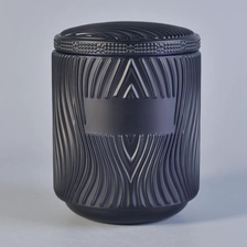 China large glass candle jar with glass lid, black glass candle holder manufacturer