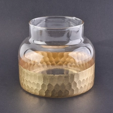 China glass candle jar brushed brass bottom finish 20 oz glass container manufacturer