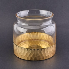 China Gold dip engraved base glass candle jar home decoration wholesale manufacturer