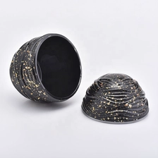 China glass candle holder egg shape black color, luxury glass candle jar christmas gift manufacturer